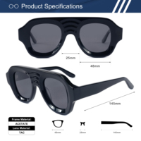 Lunettes de soleil rondes surdimensionnées en acétate massif OEM, protection UV400 TAC, style rétro sculptural, unisexe, vente en gros