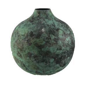 Rustic Handmade Iron Contemporary <b>Vase</b> Green Patina Finish Eco-Friendly Tabletop Decorative Flower Pot Home Hotel Garden - Product Image 2