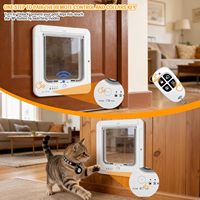 Porte Intelligente pour Chat avec 4 Capteurs de Collier, Clé RFID, Activation par Collier d'Animal, Télécommande, Porte pour Chat à Verrouillage 4 Voies, Porte Automatique pour Animaux