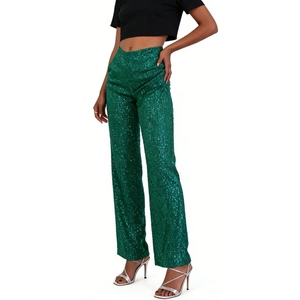 Pantalon large à sequins multicolores pour femme - Taille élastique, pantalon de soirée tendance - Product Image 3