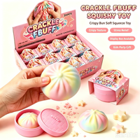 Jouet Squishy Crackle Rainbow Bun en boîte ronde, jouet anti-stress sonore et croustillant, jouet de simulation alimentaire pour la décompression