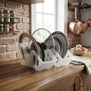Organisateur de casseroles multifonctionnel, support pour casseroles et couvercles, rangement de cuisine pour économiser de l'espace, support pour couvercles de casseroles - Product Image 6