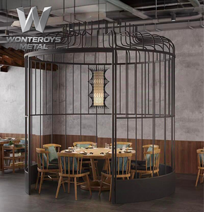 <span class=keywords><strong>Cloison</strong></span> de séparation OEM d'usine, design cage à oiseaux sur mesure, en acier inoxydable, pour restaurant, café, bar, espace de restauration - Product Image 1
