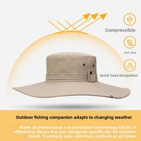 Chapeau de pêcheur rayé d'été anti-UV en acrylique, casquette de randonnée à large bord pour l'extérieur