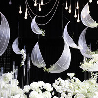 Décorations florales plissées en forme de pétales pour centre de table de mariage champêtre, en poterie blanche, pour salles de banquet d'hôtel