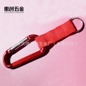 Hui Chuang Hardware Aluminum Carabiner D Type With Strap For Outdoor Sports - Product Image 1