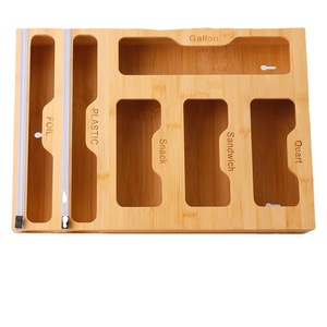 Organisateur mural pour sacs de conservation alimentaire en bambou avec compartiments pour film plastique et sacs, organisation de la cuisine - Product Image 2