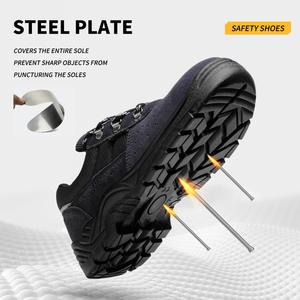 JIANKUN CE Chaussures de sécurité respirantes confortables pour hommes, antidérapantes, en acier, anti-écrasement/crevaison, chaussures de travail en daim et cuir de vache - Product Image 5