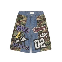 Shorts en jean camouflage graffiti imprimé 3D coupe bootcut vintage tendance pour hommes et femmes, nouvelle collection été, design de niche, longueur mi-cuisse, vente en gros