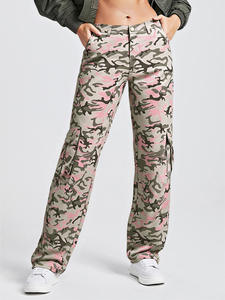 <span class=keywords><strong>Pantaloni</strong></span> dritti mimetici larghi da donna con cerniera a metà vita Casual <span class=keywords><strong>pantaloni</strong></span> Cargo per il mercato europeo americano - Product Image 3