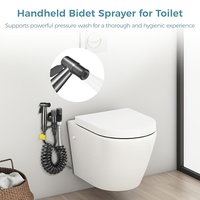 Set Semprotan Bidet Genggam USA untuk Toilet, Kit Shattaf Terpasang di Dinding dengan Selang Spiral Anti Aliran Balik G1/2 Grosir
