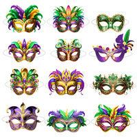 Máscara Decorativa de Carnaval Brasileño al por Mayor, 6 Piezas/Juego, Máscaras Faciales de Múltiples Estilos para Fiestas, Actuaciones y Accesorios para Fotos