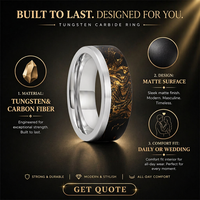 Nouvelle Arrivée Bague en Carbure de Tungstène et Fibre de Carbone Plaqué Argent 8mm Coupe Plate pour Mariage ou Anniversaire Homme Femme Confort Optimal