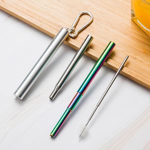 Food Grade Portable Telescopic Collapsible Stainless Steel 304 <b>Straw</b> With Case Brush - Product Image 3