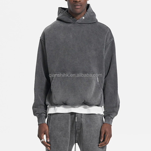 Sweats à capuche courts unisexe épais polaire sweats à capuche Streetwear 100% coton 500 Gsm français Terry sweats à capuche lourds hommes de haute qualité - Product Image 4