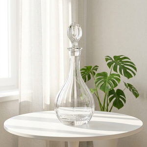 <span class=keywords><strong>Carafe</strong></span> à <span class=keywords><strong>eau</strong></span> en <span class=keywords><strong>cristal</strong></span> transparente moderne de forme ronde élégante de 880 ml avec bouchon, bouteille en verre personnalisée pour la décoration de la maison - Product Image 3