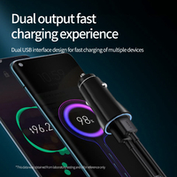 Pengisi Daya Mobil USB Ganda Mini Cepat dengan Quick Charge 3.0 36W untuk Laptop, Skuter & Tablet, Pengisi Daya Ponsel dengan Dudukan
