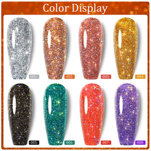 Esmalte de Uñas Láser con Lentejuelas de 8 Colores al por Mayor, Esmalte de Uñas Popular con Diamantes Rotos para Salón de Uñas - Product Image 5