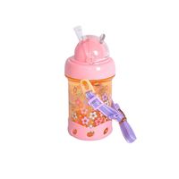 Tasse d'espace portable pour enfants couvercle transparent ceinture de bouche d'aspiration anti-chute bouteille d'eau de conception de dessin animé
