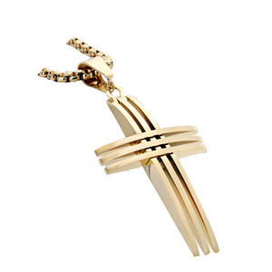 Yunnique – collier avec pendentif croix, en alliage de zinc doré, à la mode, bijoux unisexes, cadeau - Product Image 5