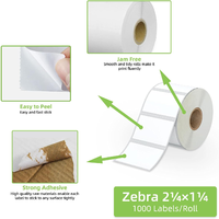 Rollo de Etiquetas Térmicas Directas Blancas de 2.25x1.25 Pulgadas, Etiquetas Autoadhesivas Impermeables para Códigos de Barras, para Inventario, Envíos y Paquetes