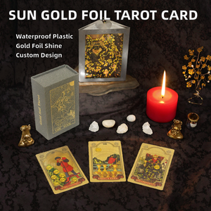 ไพ่ทาโรต์ Hanshin รุ่นขายดี Sun Backside ขนาด 12*7 ซม. ปั๊มฟอยล์ทอง กันน้ำ พิมพ์บนพลาสติก PVC สำหรับทำนายดวงชะตา เกมกระดานส่วนตัว - Product Image 1
