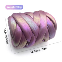 Fil épais métallique coloré pour tricot à la main, 500g, fil tubulaire en polyester doux, tissu brillant pour couvertures, sacs de lit et tricotage au bras