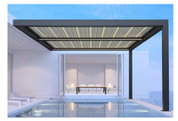 Pavillon moderne en aluminium sur mesure OEM/ODM avec toit à lames orientables électriques, couleur personnalisée, LED pour jardin, extérieur