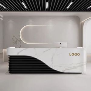 YS-0305 Bancone Reception Personalizzabile in Legno Massello, Ecologico e Moderno, per Ufficio e Negozi di Abbigliamento di Lusso - Product Image 3