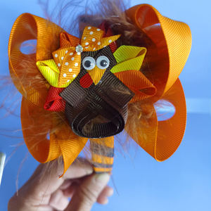 Diadema de Boutique para Halloween, Lazos para el Cabello de Otoño, Diadema de Pavo para Niños, Accesorios para el Cabello - Product Image 4