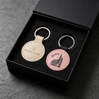 Porte-clés rond en cuir PU avec estampage à chaud doré, idéal pour les salons professionnels, cadeaux promotionnels, impression personnalisée OEM, articles de merchandising pour foires commerciales
