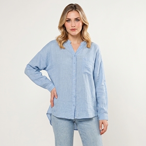 <span class=keywords><strong>Abbigliamento</strong></span> Estivo Protettivo dal Sole, Camicetta da <span class=keywords><strong>Donna</strong></span> <span class=keywords><strong>in</strong></span> Cotone e <span class=keywords><strong>Lino</strong></span>, Camicia Larga a Tre Quarti con Colletto Rialzato per Donne - Product Image 4