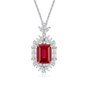 925 Silver Cultivated <b>Ruby</b> <b>Necklace</b> Shines at Fashion Parties, Festivals, Birthdays, and Makes a Great Gift for Girls L - Product Image 1