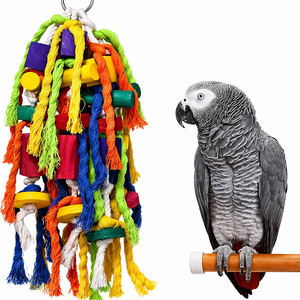 Jouet suspendu multicolore pour oiseaux de compagnie, perroquets, grands et moyens, avec blocs en bois à mâcher, balançoire colorée, vente chaude - Product Image 6