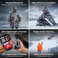 Poncho de survie extérieur imperméable, isolant thermique en feuille PE, coupe-vent, pour premiers secours et urgences, orange