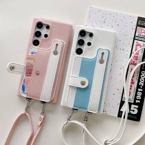Funda de teléfono de cuero multifuncional con tarjetero y cordón Funda de dos tonos de moda para Samsung <span class=keywords><strong>S</strong></span> <span class=keywords><strong>22</strong></span> S23 S24 S25 <span class=keywords><strong>Ultra</strong></span> Plus - Product Image 2