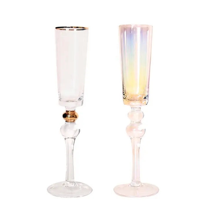 WONDER Hand Blown Sampanye Flute untuk Bar Gelas Kristal Sampanye Bebas Timbal Kacamata Pesta Disesuaikan