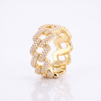 OUGEPHELIPass Diamond Tester VVS1 GRA Moissanite Miami Cuban Link Ring Iced Out Hip Hop Bling925 Silver Gold Plated Ring for Men