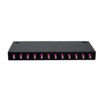 Boîtier de terminaison fibre optique FTTH intérieur en acier galvanisé noir pour montage en rack 12 ports 24 fibres avec connecteurs LC OM4