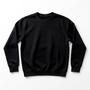 Men's <b>Black</b> O-Neck <b>Sweatshirt</b> 100% Cotton Knitted Regular Fit Casual Pullover Solid Color Long Sleeve Autumn Wear - Product Image 1