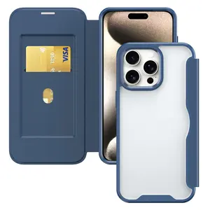 Pochette en cuir Pu Mobile cellulaire en cuir porte-carte à rabat coque de téléphone pour iPhone 7 8 Plus X XS XR 11 12 13 14 15 pro max