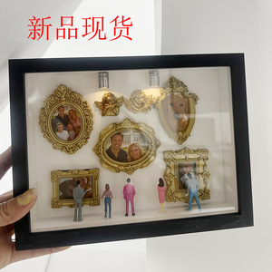 Mini Museum Shadow Box Photo <b>Frame</b> <b>Black</b> Rectangle Vintage Resin Handmade Portrait Display DIY Gift - Product Image 5