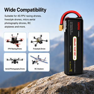 Batterie Li-Polymère Rechargeable 60C à Débit Élevé 500mAh 14.8V 4S pour Drone Micro FPV, Avion RC, Quadricoptère - Vente en Gros - Product Image 1