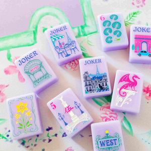 Jeu de Mahjong de Luxe Américain en Acrylique Gravé, Tuiles de Mahjong Violettes de Paris, Cadeau Idéal pour Fêtes en Famille, Vente Directe Usine - Product Image 6