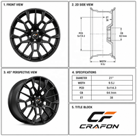 Jantes forgées CF 21 22 pouces 5x108 PCD 63.4 CB pour voitures particulières, compatibles avec Zeekr 001, optimisation de la portée
