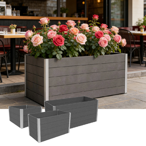 Bac à légumes surélevé en métal noir, rectangulaire, grande taille, pour jardin extérieur - Product Image 2