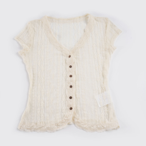2026 Summer Women Lace <b>Patchwork</b> See Through V Neck T-Shirt Sexy Slim Fit Short Sleeve Chic Elegant Korean Style <b>Top</b> - Product Image 6