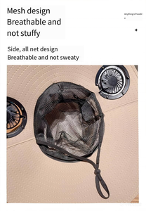 Chapeau ventilateur solaire avec 2 ventilateurs de refroidissement, rechargeable par USB, à large bord, protection UV, respirant, casquette de sport en maille pour hommes et femmes - Product Image 4