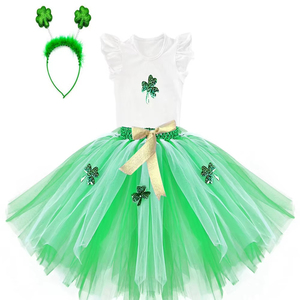 Mùa hè trẻ em quần áo Hot Bán ST Patrick của kỳ nghỉ lễ hội may mắn màu xanh lá cây bên váy shamrock Irish trẻ em T-Shirt phù hợp với - Product Image 2