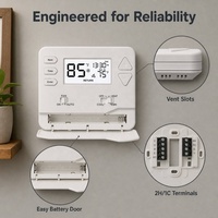 Thermostat compatible avec les pompes à chaleur EMH, mode de chauffage auxiliaire d'urgence, précis, alimenté par batterie 24VAC pour la climatisation domestique